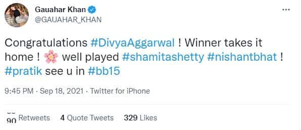 Gauahar Khan Confirms Divya Agarwal Wins Bigg Boss OTT
